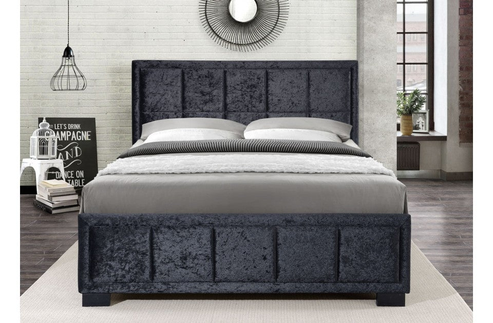 Hann Black Crushed Velvet King Size Bed Frame