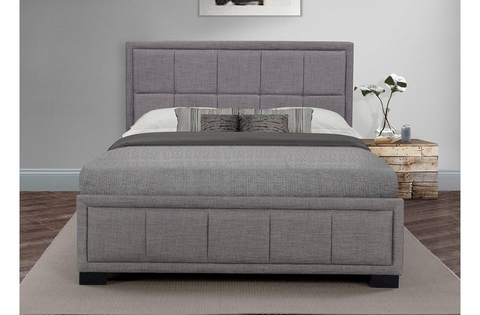 Hann Grey Fabric King Size Bed Frame