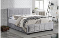 Hann Steel Crushed Velvet Double Bed Frame