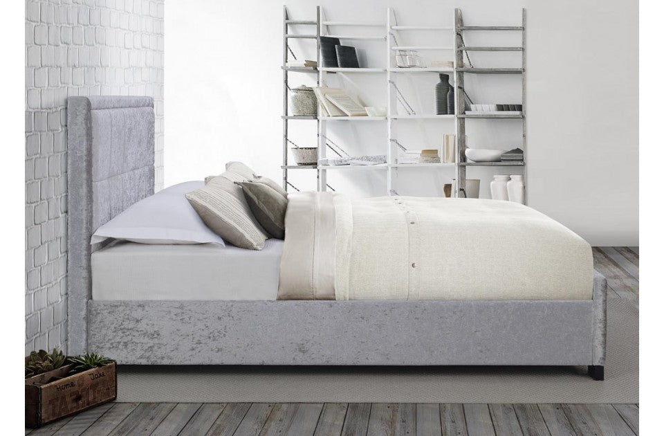 Hann Steel Crushed Velvet Three Quarter Bed Frame