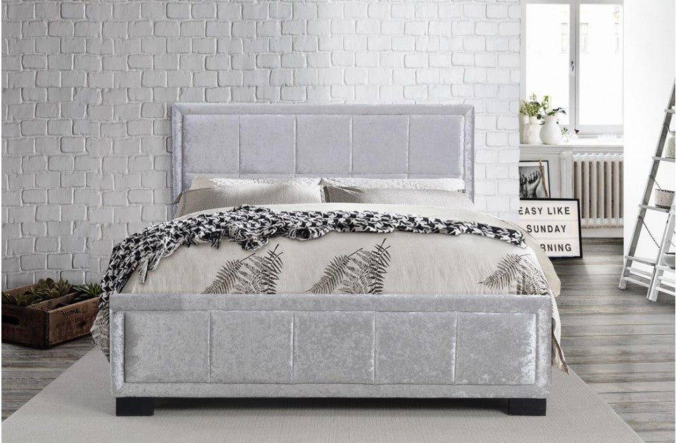 Hann Steel Crushed Velvet Double Bed Frame