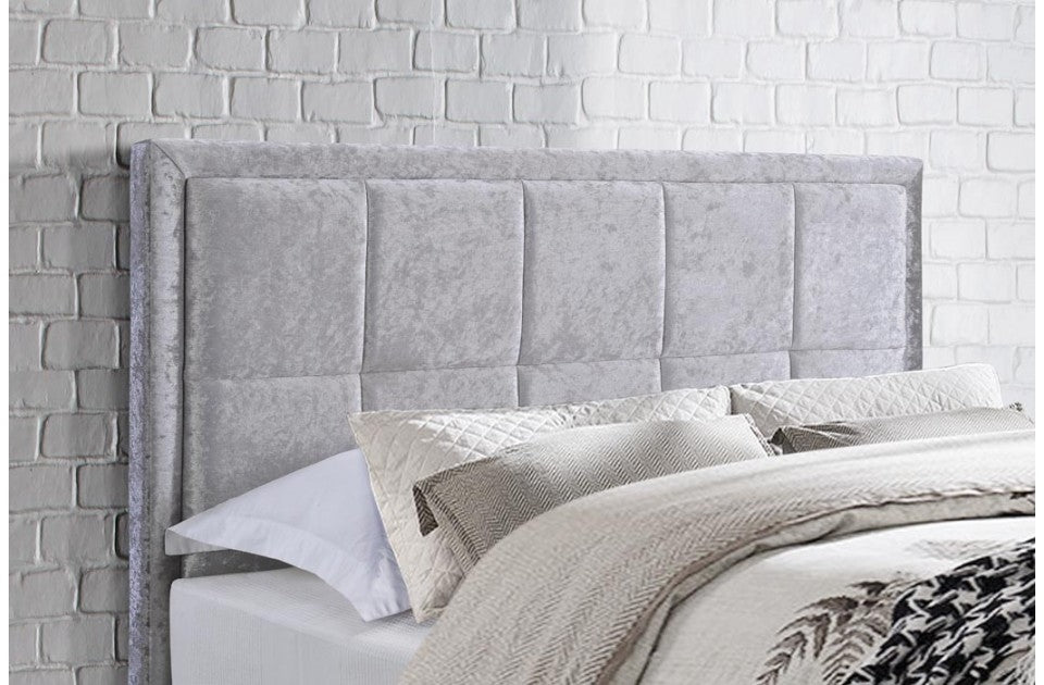 Hann Steel Crushed Velvet King Size Bed Frame