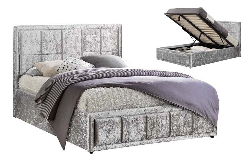 Hann Crushed Steel Ottoman Double Bed Frame