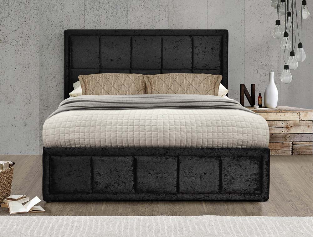 Hann Black Velvet Ottoman Three Quarter Bed Frame