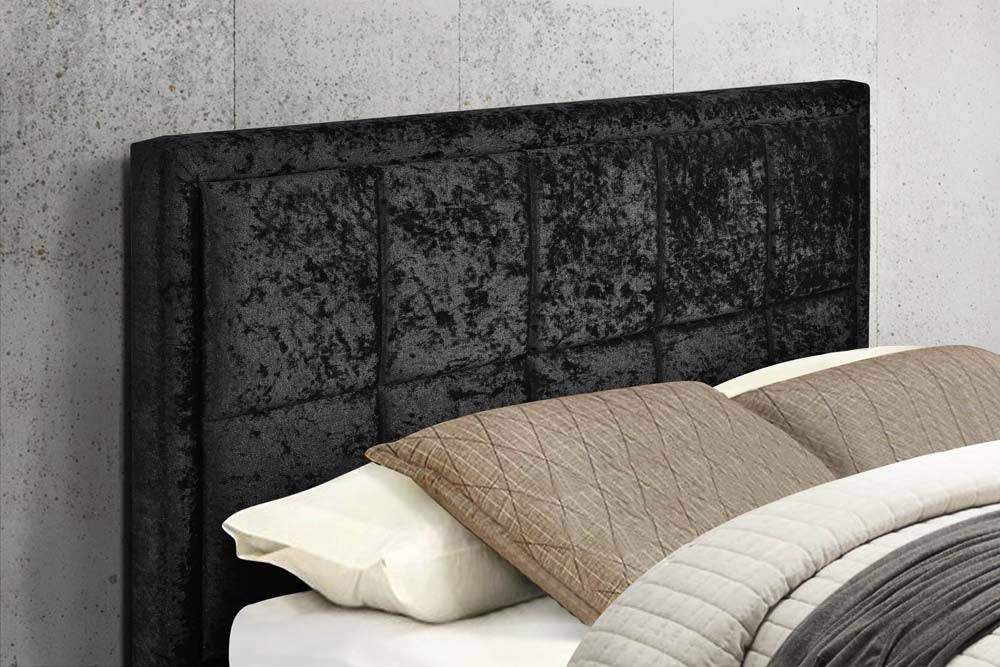 Hann Black Velvet Ottoman Double Bed Frame