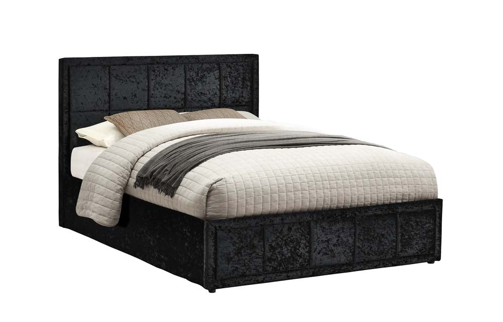 Hann Black Velvet Ottoman Double Bed Frame