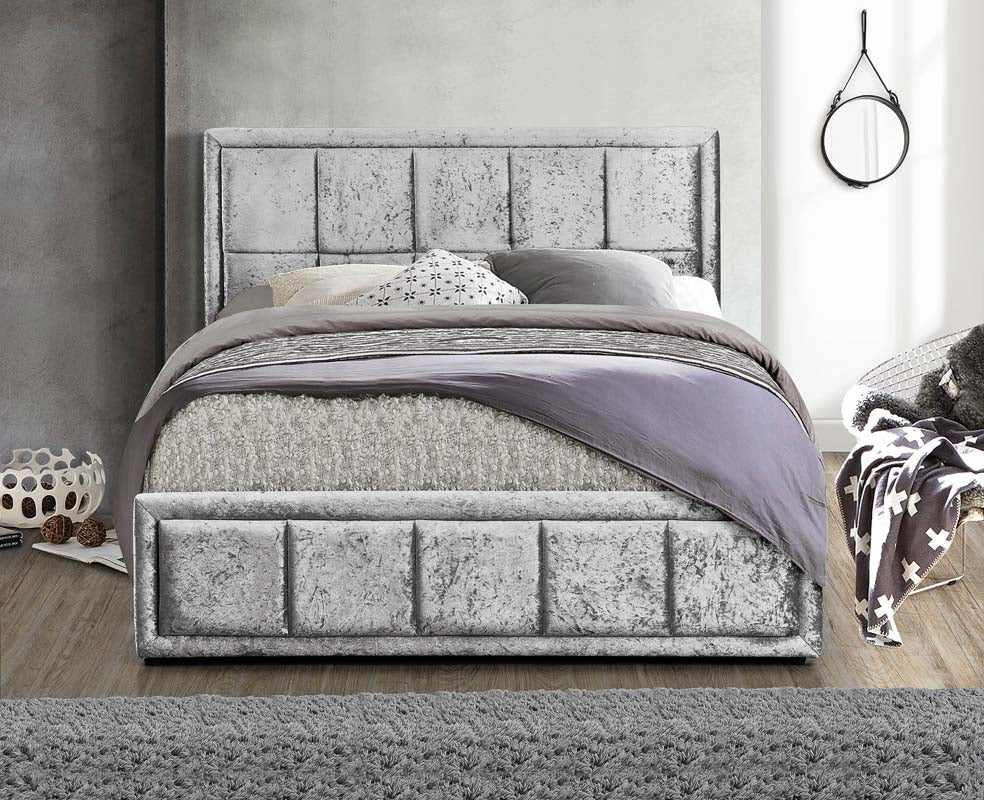 Hann Crushed Steel Ottoman King Size Bed Frame