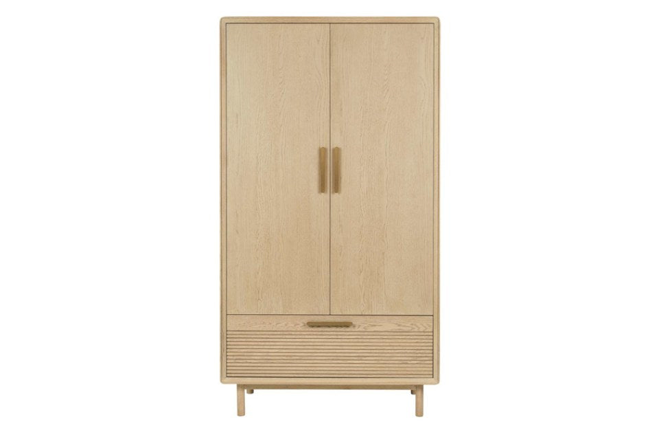 Harlem Oak 2 Door 1 Drawer Wardrobe front view