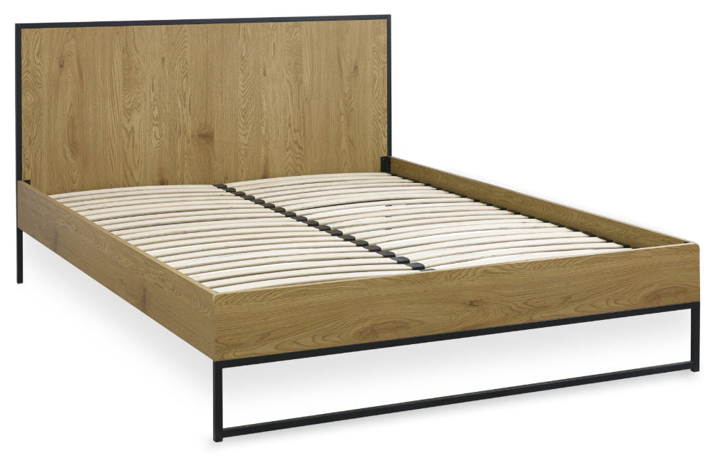 Harlic Oak Effect Double Bed Frame without mattress