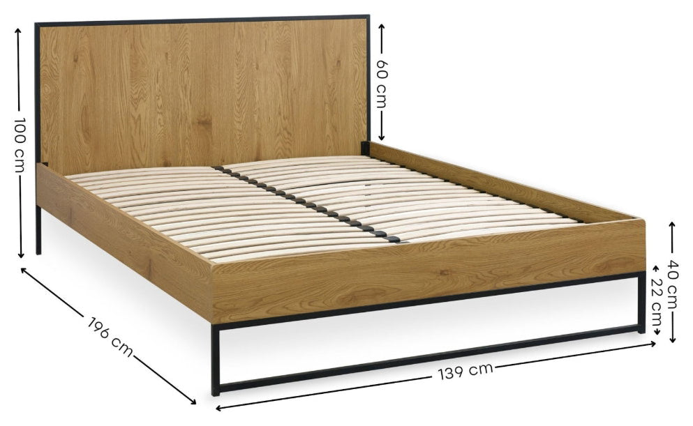 Harlic Oak Effect Double Bed Frame dimensions