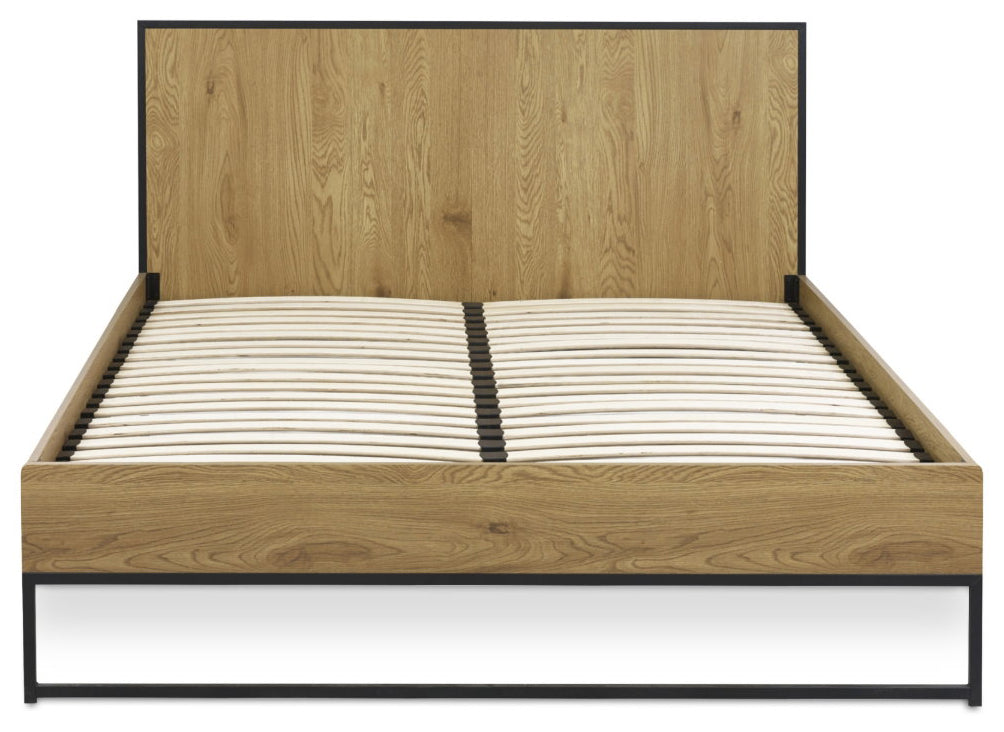 Harlic Oak Effect King Size Bed Frame front view