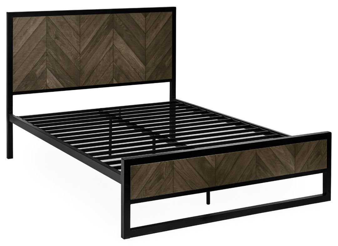 Harry Herringbone Double Bed Frame with bedding