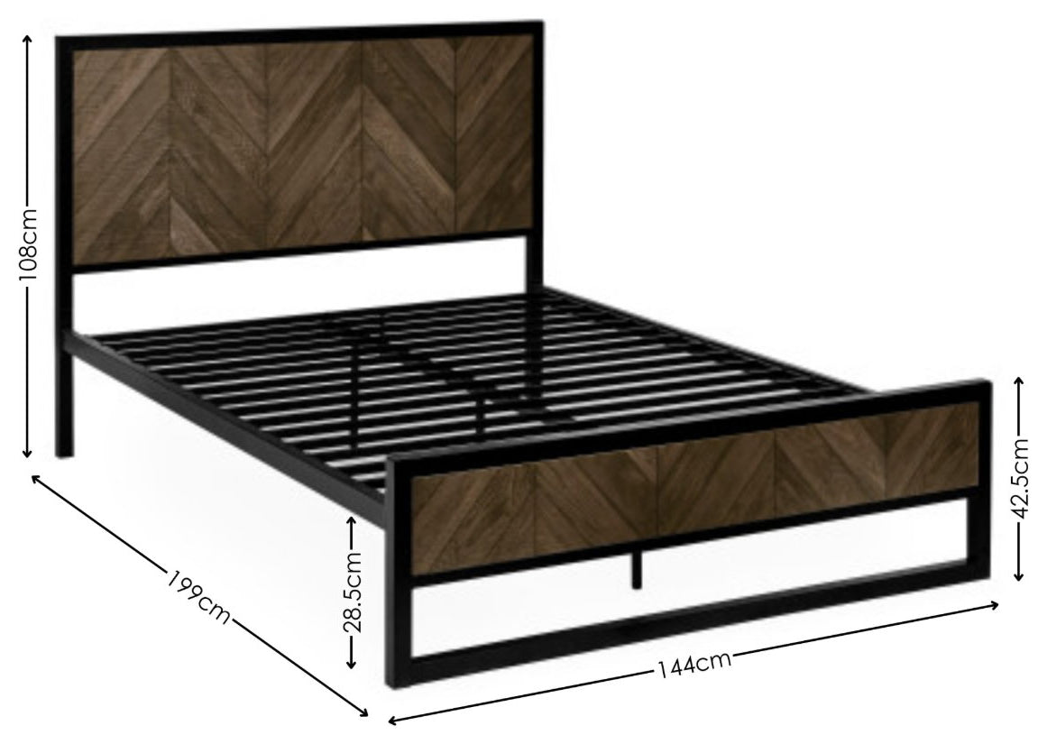 Harry Herringbone Double Bed Frame dimensions