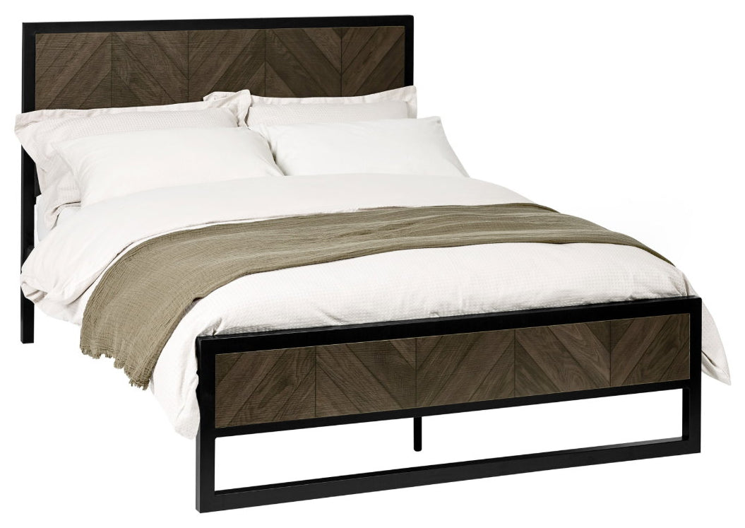 Harry Herringbone King Size Bed Frame angled view