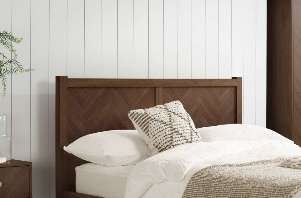 Hemmingway walnut herringbone headboard