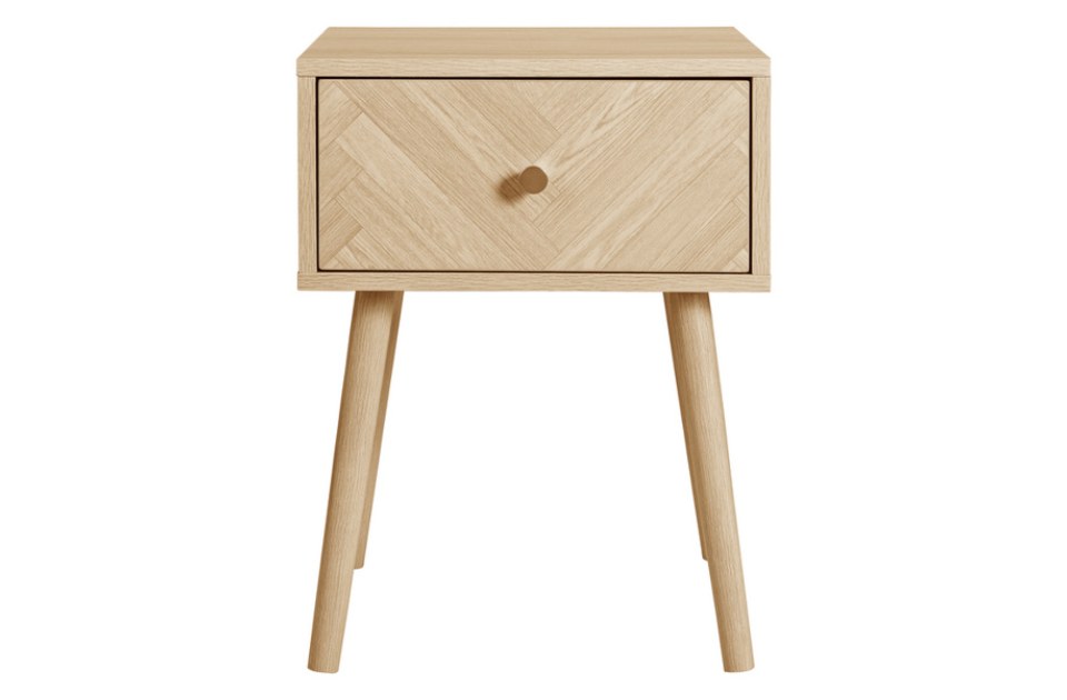 Hemmingway Oak 1 Drawer Bedside front view