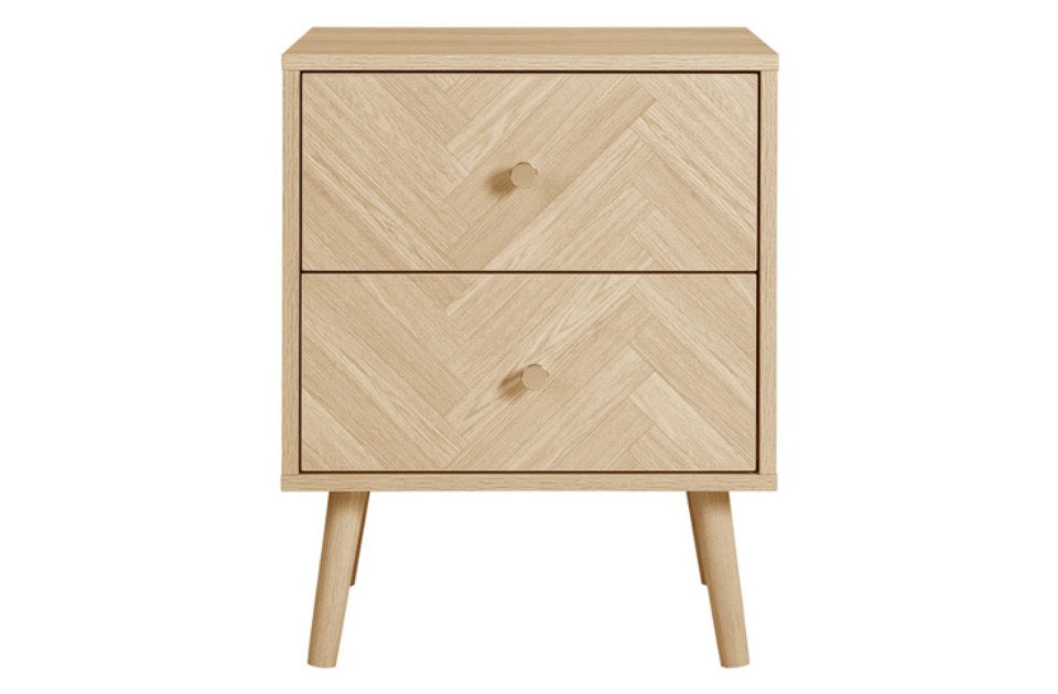 Hemmingway Oak 2 Drawer Bedside front view