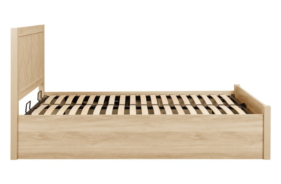 Hemmingway Oak Ottoman Bed side view