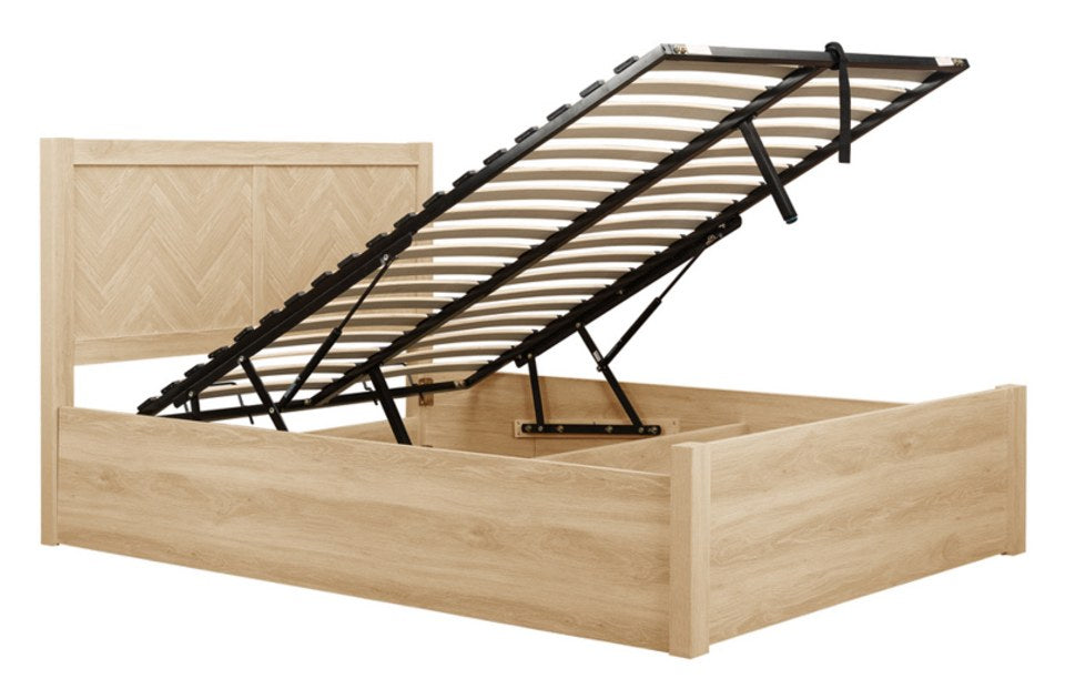 Hemmingway Oak Ottoman Bed lifted