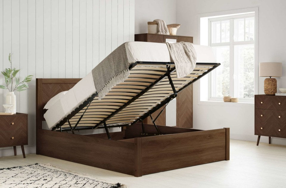 Hemmingway Walnut Ottoman Bed opened