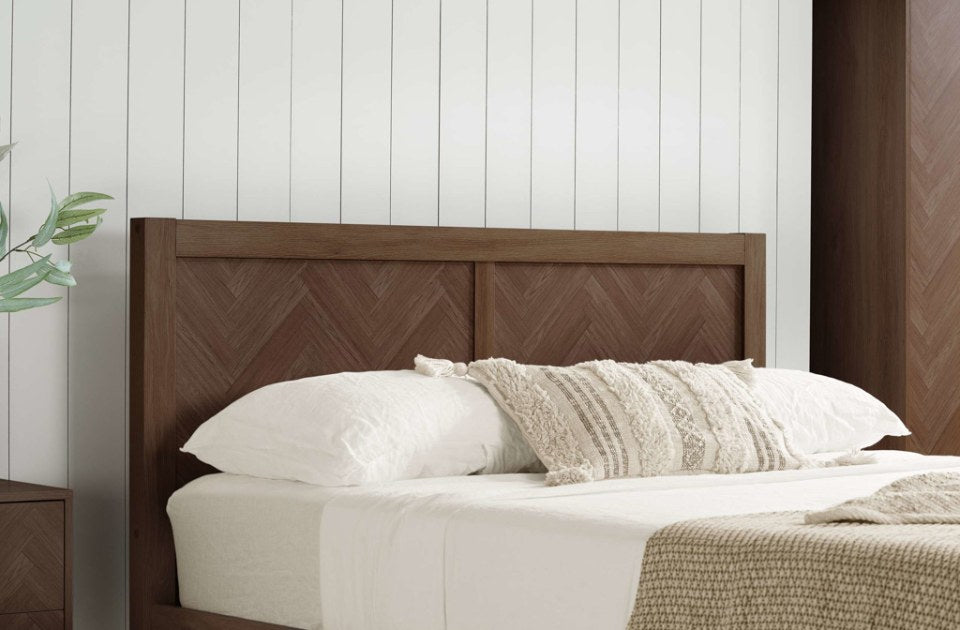 Hemmingway walnut herringbone headboard
