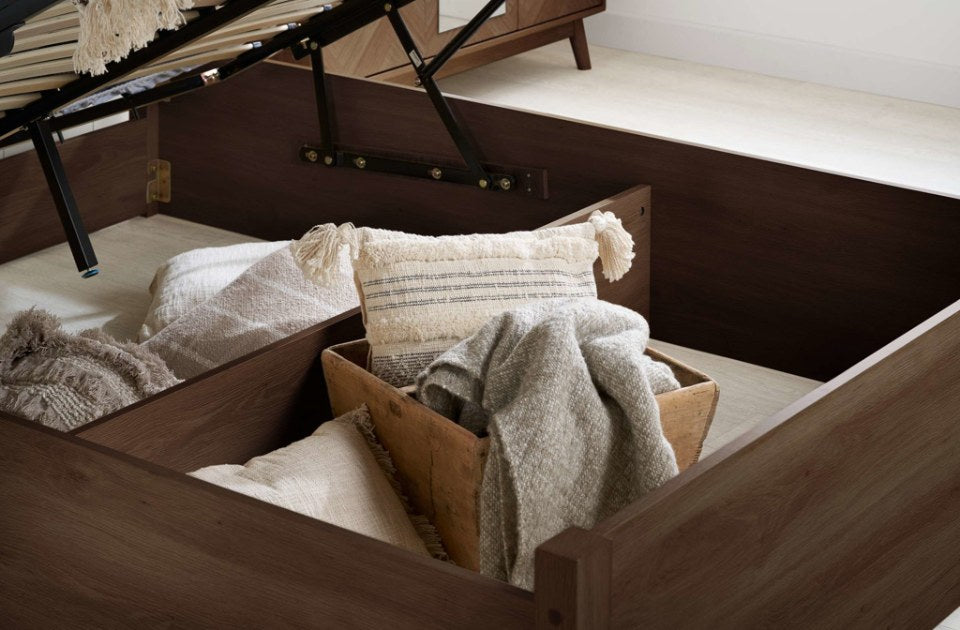 Hemmingway walnut ottoman storage