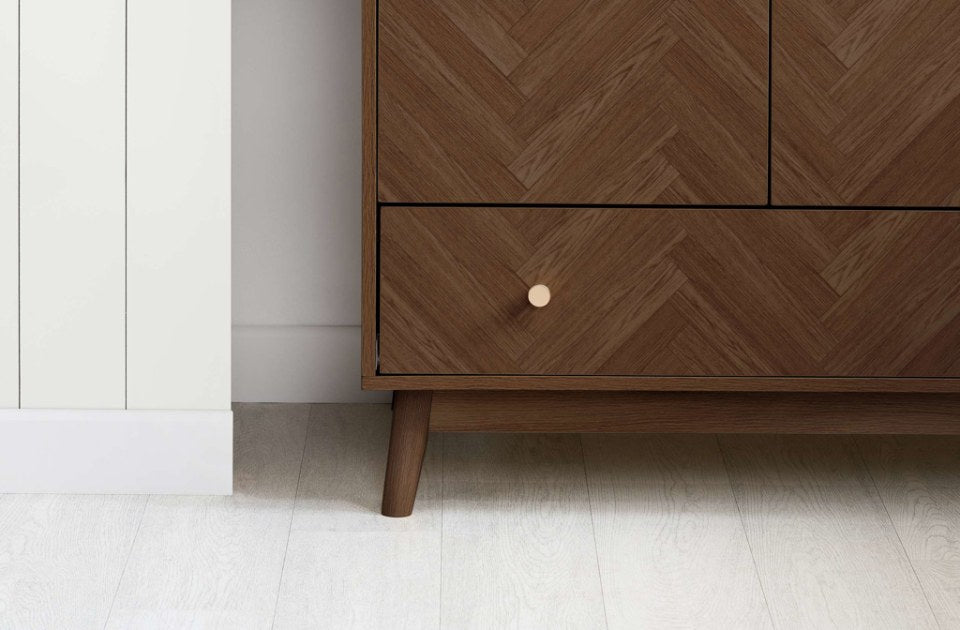 Hemmingway Walnut 2 Door 1 Drawer Wardrobe close-up