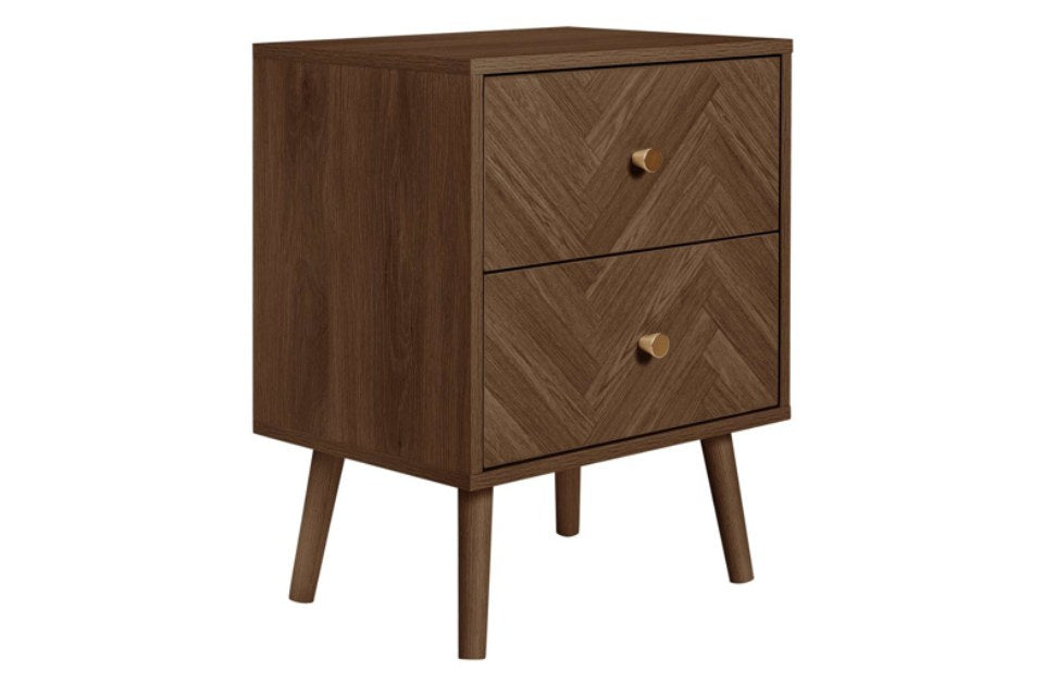 Hemmingway Walnut 2 Drawer Bedside
