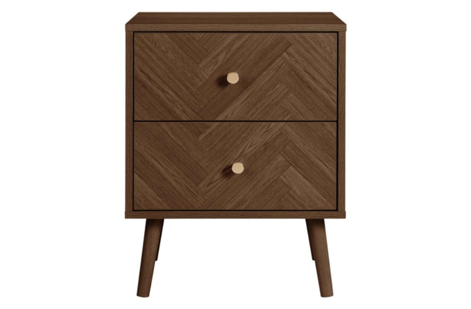 Hemmingway Walnut 2 Drawer Bedside front view