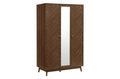 Hemmingway Walnut 3 Door Wardrobe With Mirror