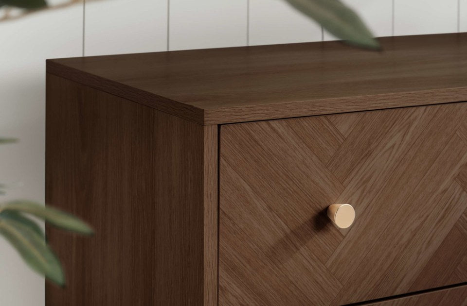 Hemmingway Walnut 4 Drawer Chest close-up