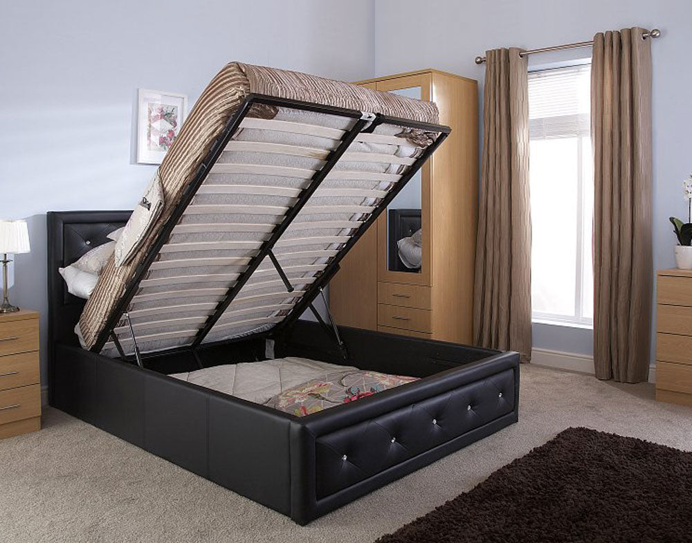 Holly Black Double Ottoman Storage Bed Frame