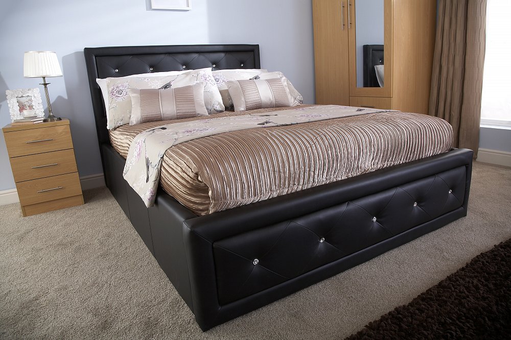 Holly Black King Size Ottoman Storage Bed Frame