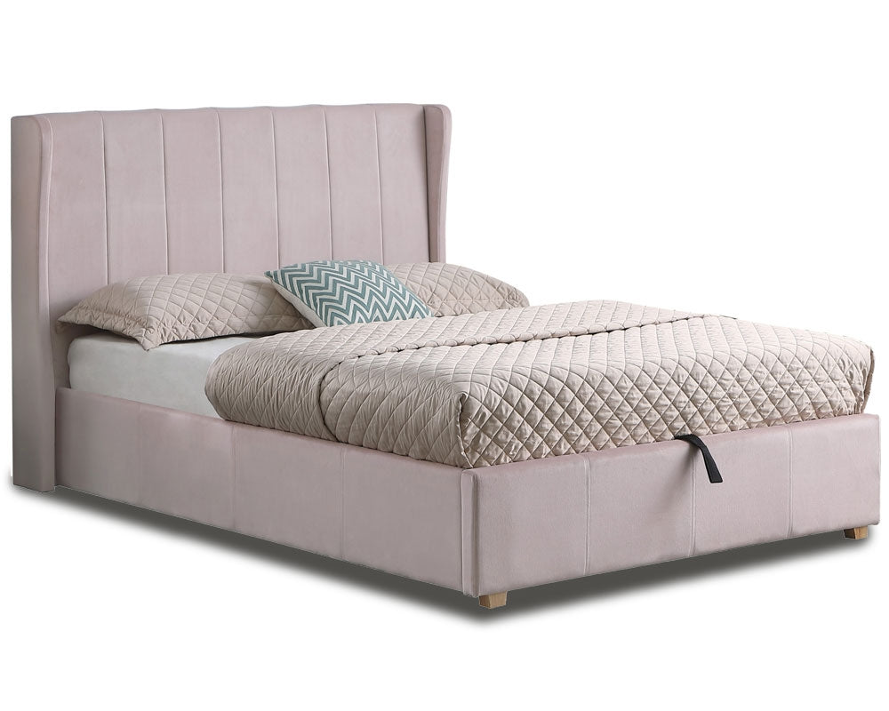 Hotel Pink Double Ottoman Storage Bed Frame