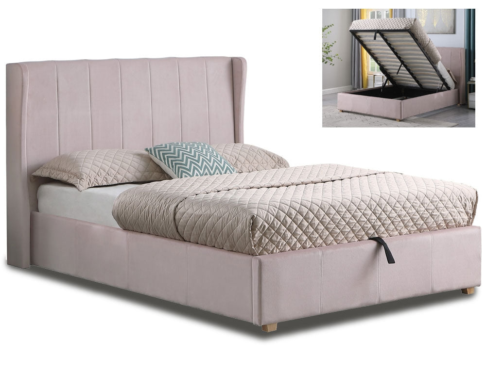 Hotel Pink Double Ottoman Storage Bed Frame