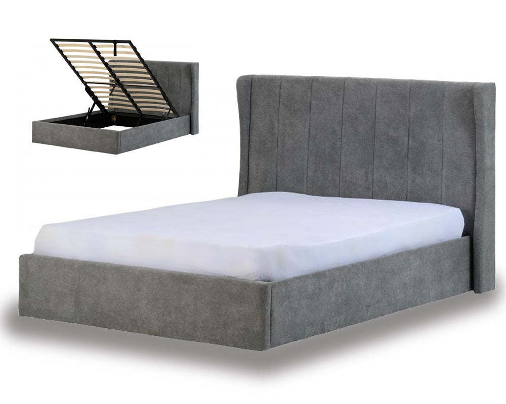 Hotel Dark Grey Double Ottoman Storage Bed Frame