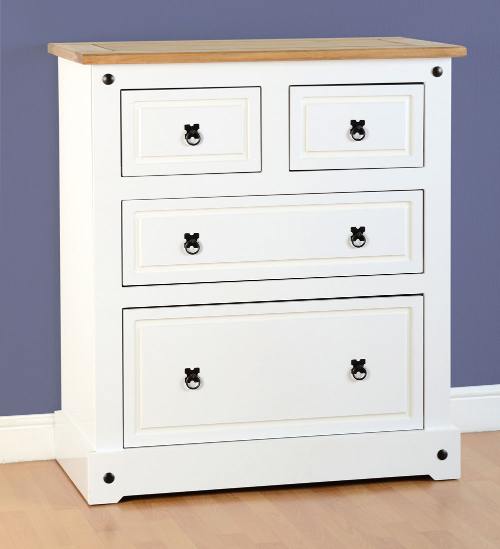 Corona White 2+2 Drawer Chest