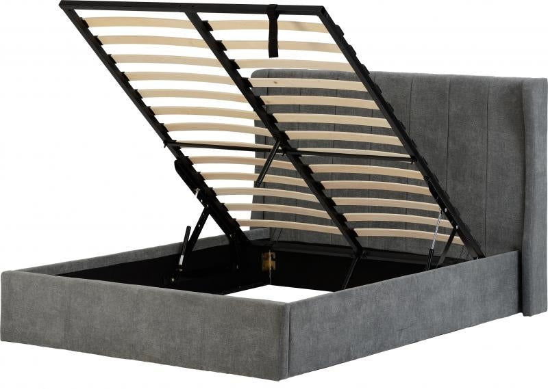 Hotel Dark Grey Double Ottoman Storage Bed Frame