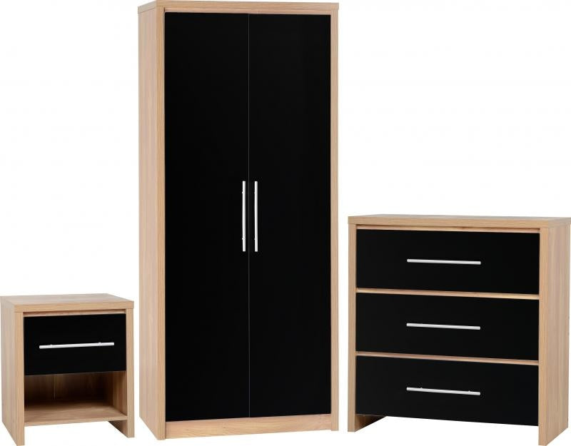 Serenade Light Oak And Black High Gloss Trio