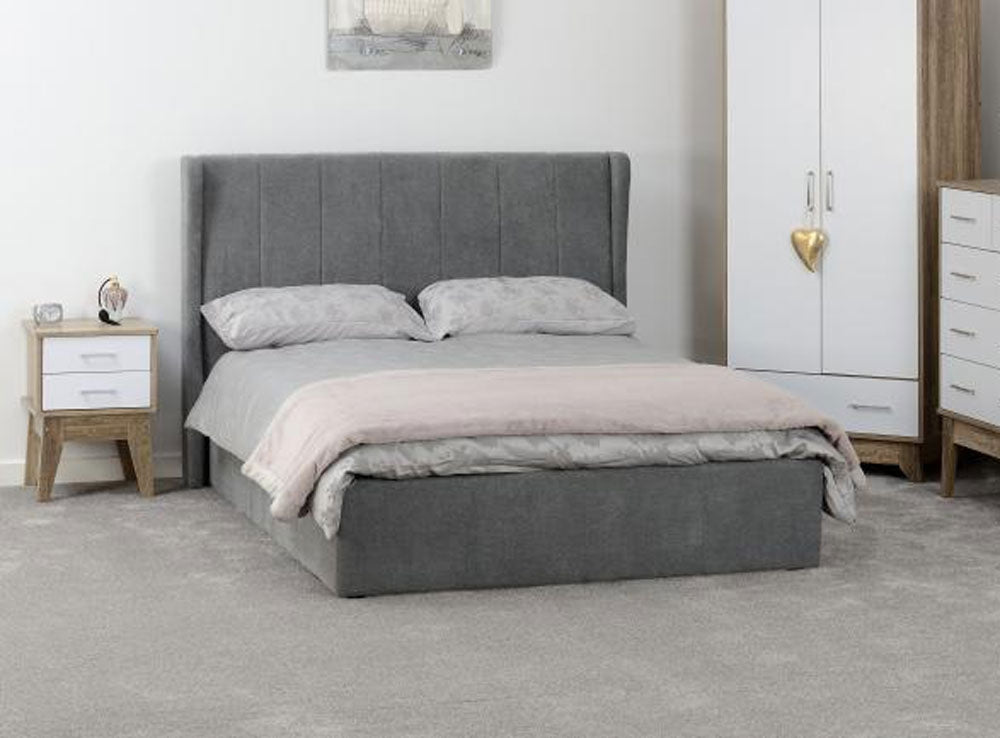 Hotel Dark Grey Double Ottoman Storage Bed Frame