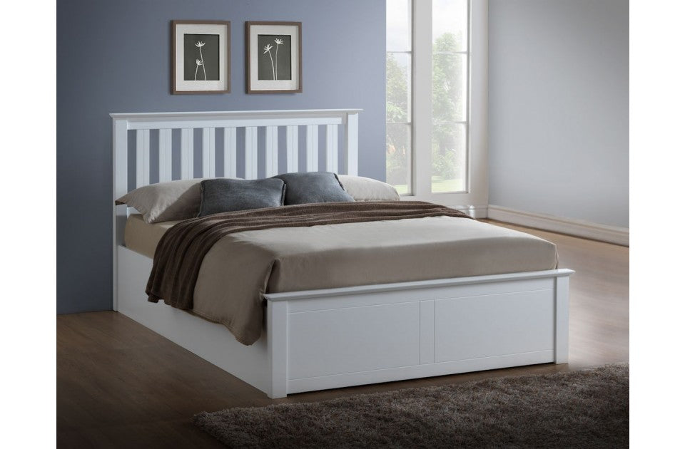Flame White Three Quarter Ottoman Storage Bed Frame