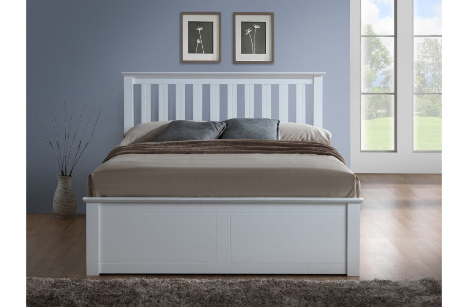 Flame White Three Quarter Ottoman Storage Bed Frame