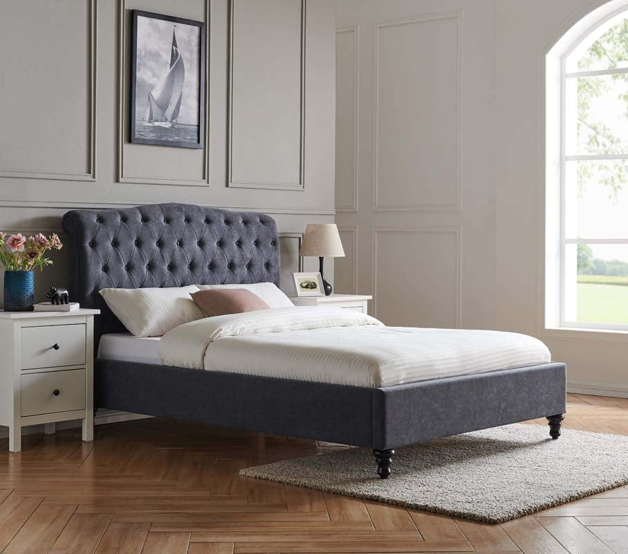 Rosemary Dark Grey King Size Bed Frame
