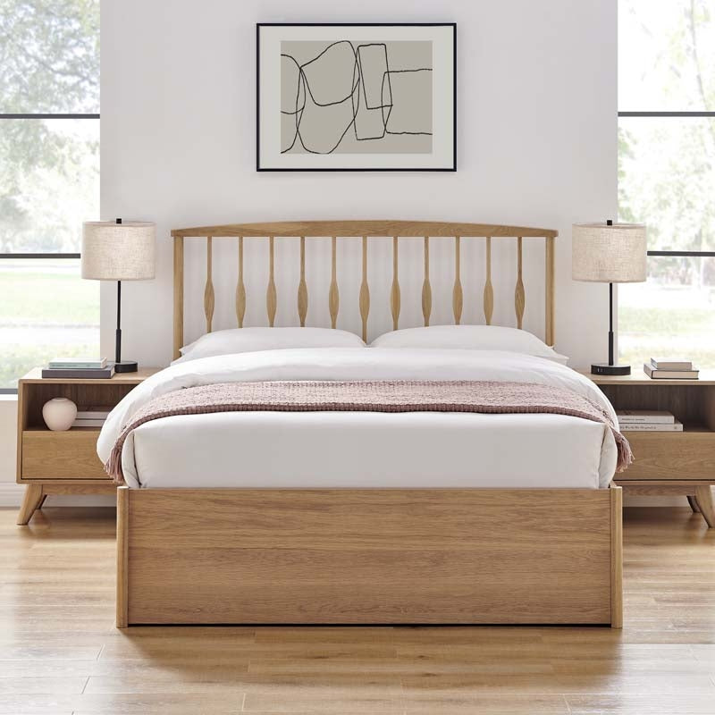 Trinity Oak Double Ottoman Storage Bed Frame