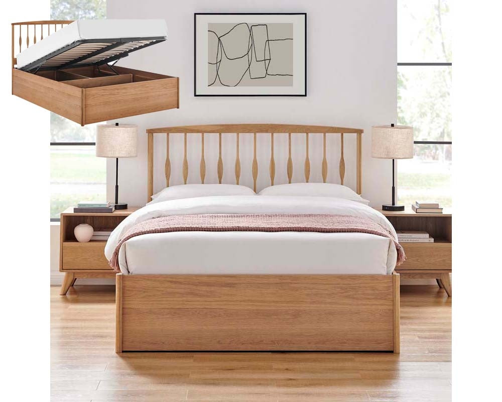 Trinity Oak Super King Size Ottoman Storage Bed Frame