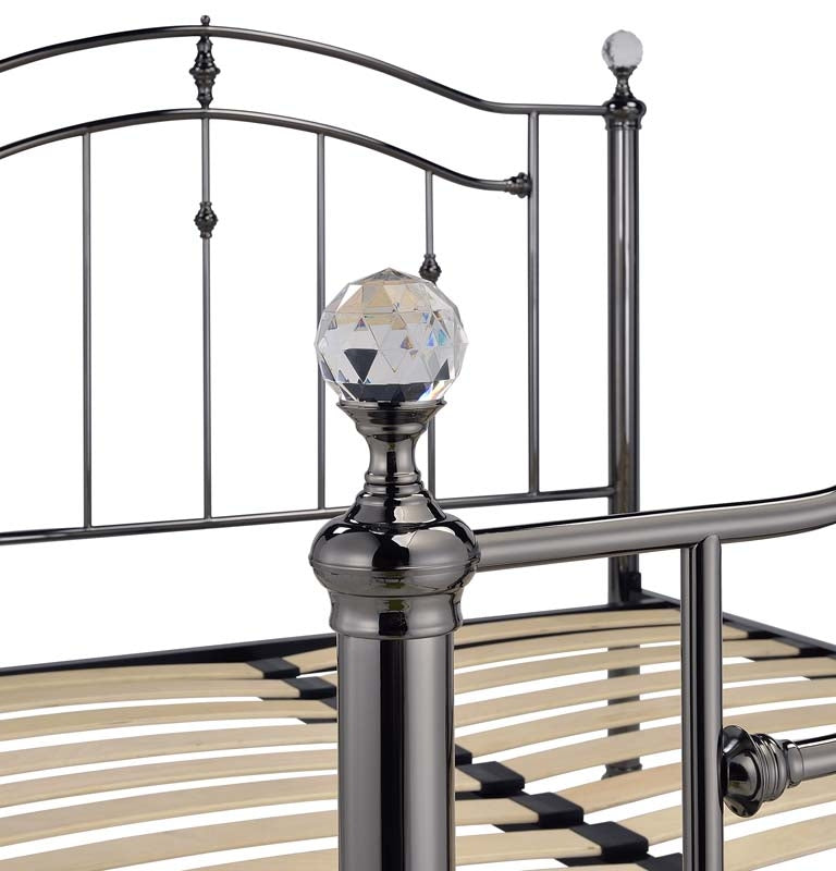 Callipso Black Chrome Dual Finial King Size Bed Frame