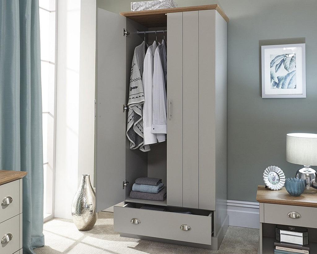 Kent Grey 2 Door 1 Drawer Wardrobe