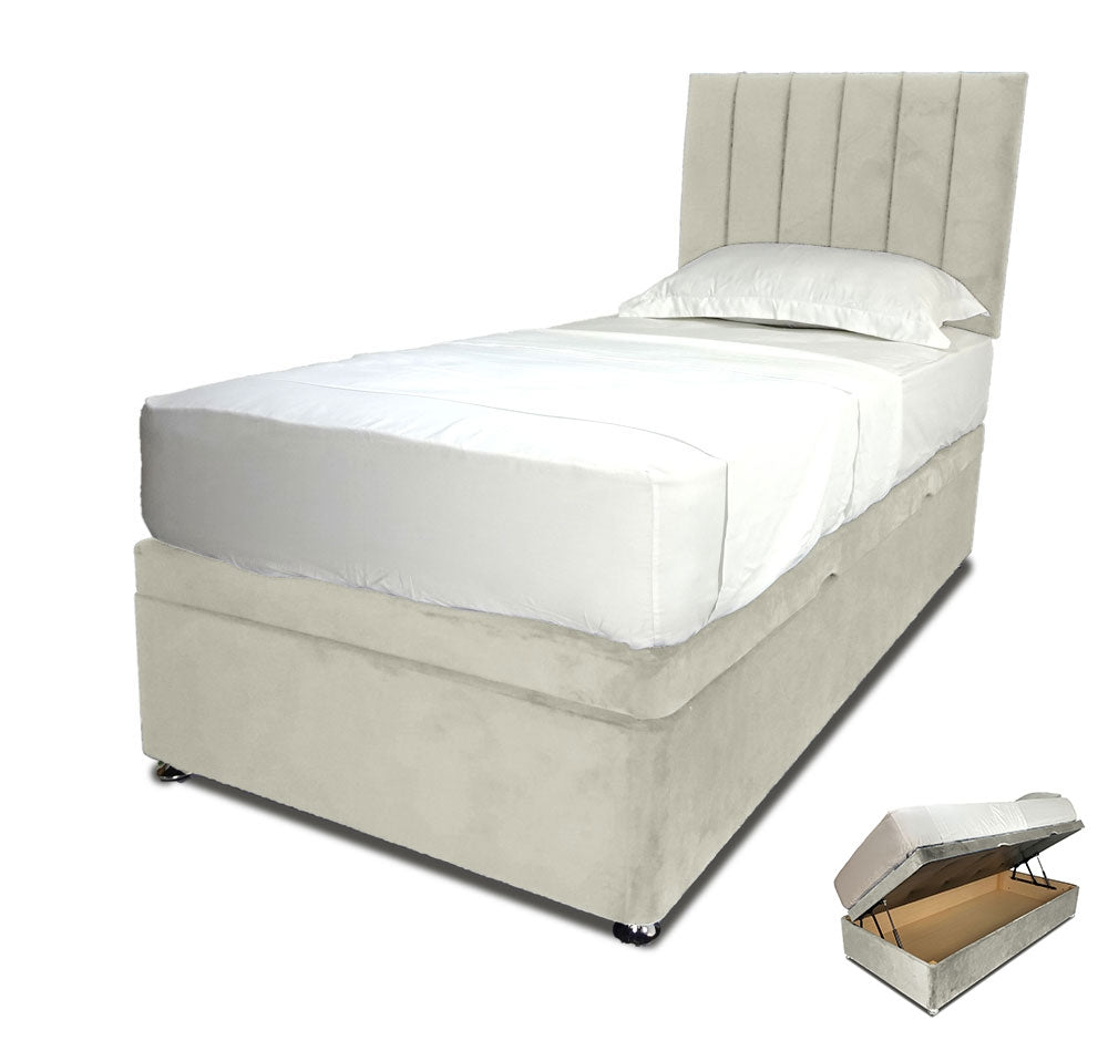 Regency Grey Single Side Lift Ottoman Divan Base With Horizon Headboard