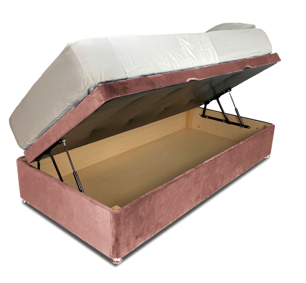 Regency Rose Single Side Lift Ottoman Divan Base With Square Headboard