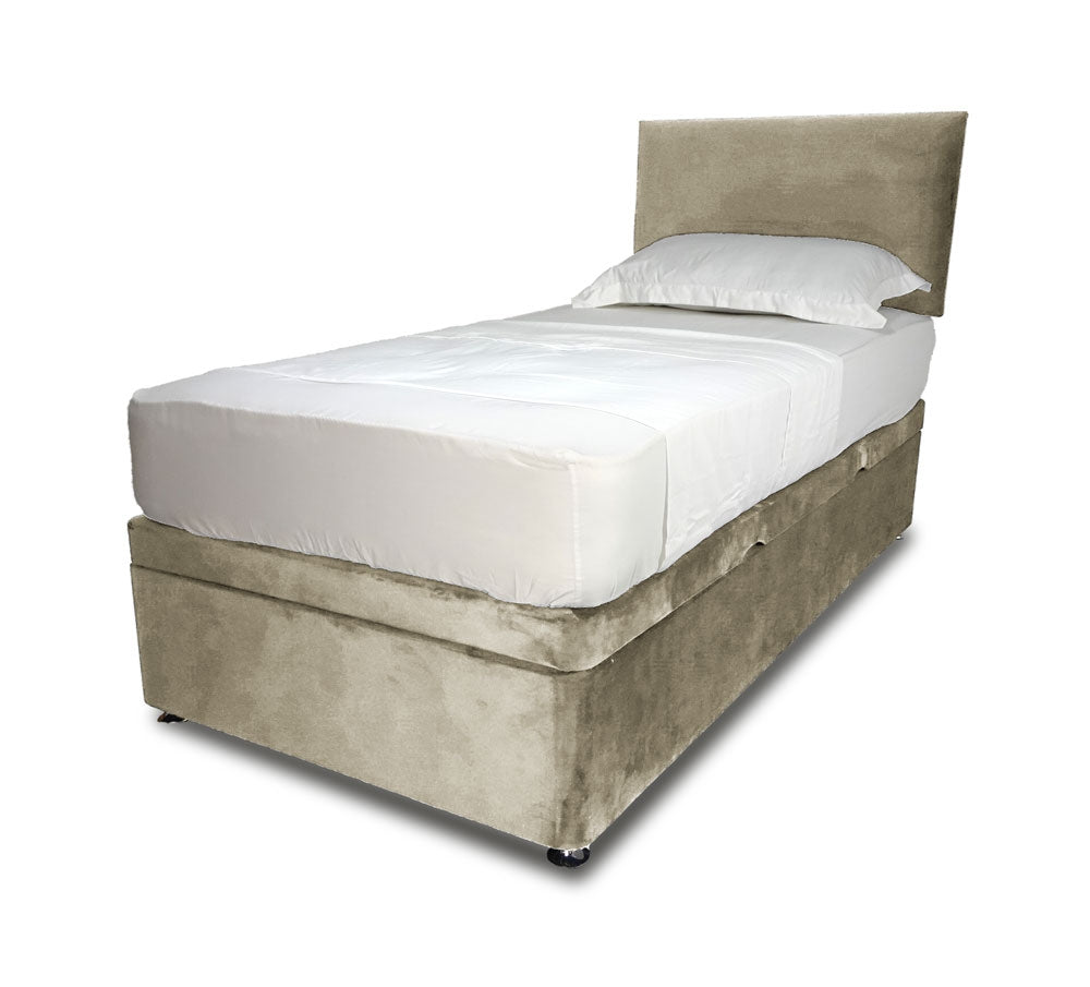 Pebble Single Side Lift Ottoman Divan Base With Square Headboard